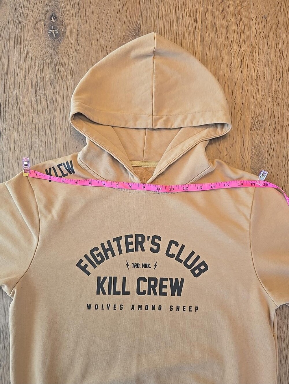 Kill Crew Fighter's Club Hoodie Tan Beige Graphic Pullover Men's Small - Picture 8 of 8
